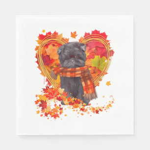 Affenpinscher mit Herbst-Blättern Serviette