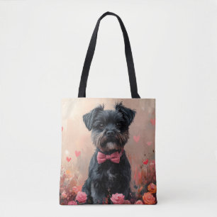 Affenpinscher mit Rose - Valentinstag