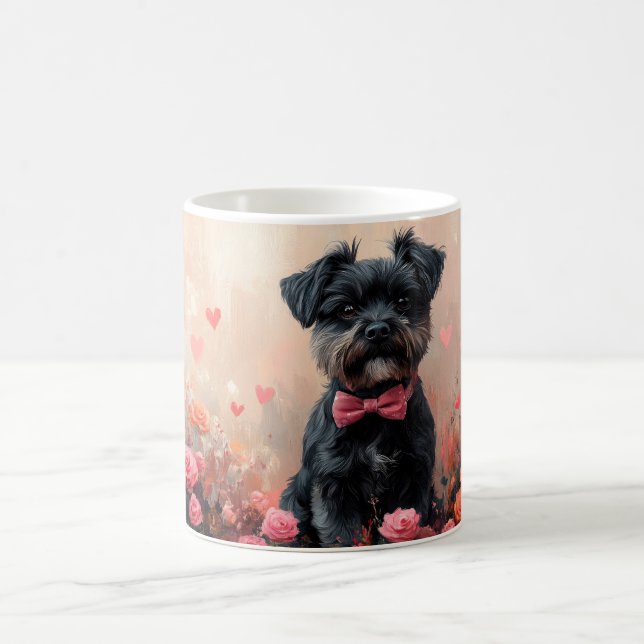 Affenpinscher mit Rose - Valentinstag Kaffeetasse (Mittel)