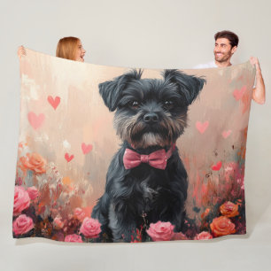 Affenpinscher mit Rosen - Valentinstag Fleecedecke
