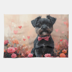 Affenpinscher mit Rosen - Valentinstag Geschirrtuch
