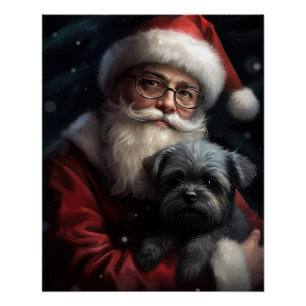 Affenpinscher mit Weihnachtsmann Festliches Weihna Poster