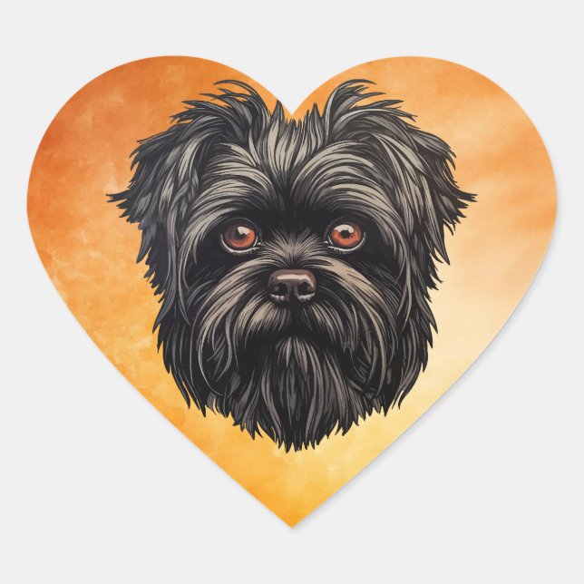 Affenpinscher Monkey Dog Affens Terrier Herz-Aufkleber (Vorderseite)