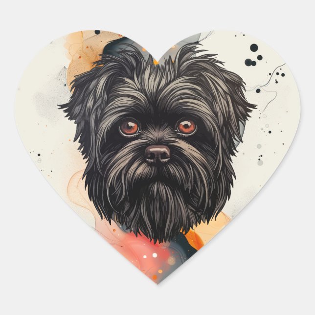 Affenpinscher Monkey Dog Affens Terrier Herz-Aufkleber (Vorderseite)