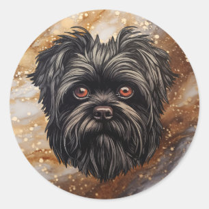 Affenpinscher Monkey Dog Affens Terrier Runder Aufkleber