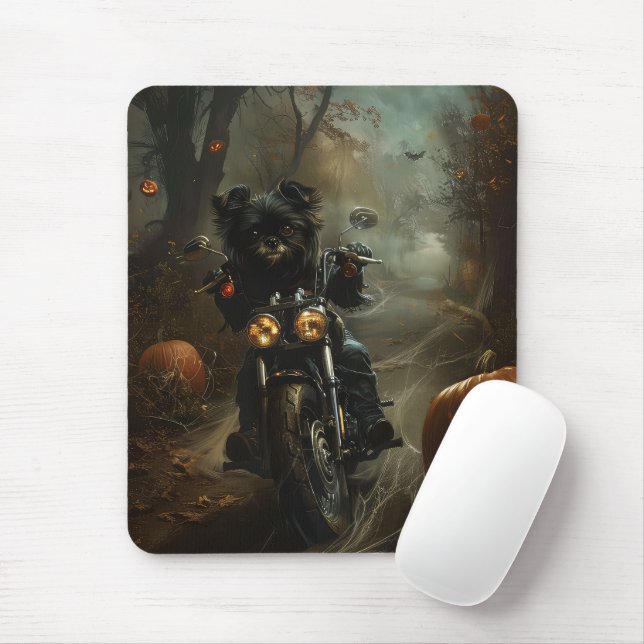 Affenpinscher Motorrad Halloween Beängstigend Mousepad (Mit Mouse)