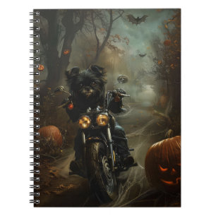 Affenpinscher Motorrad Halloween Beängstigend Notizblock