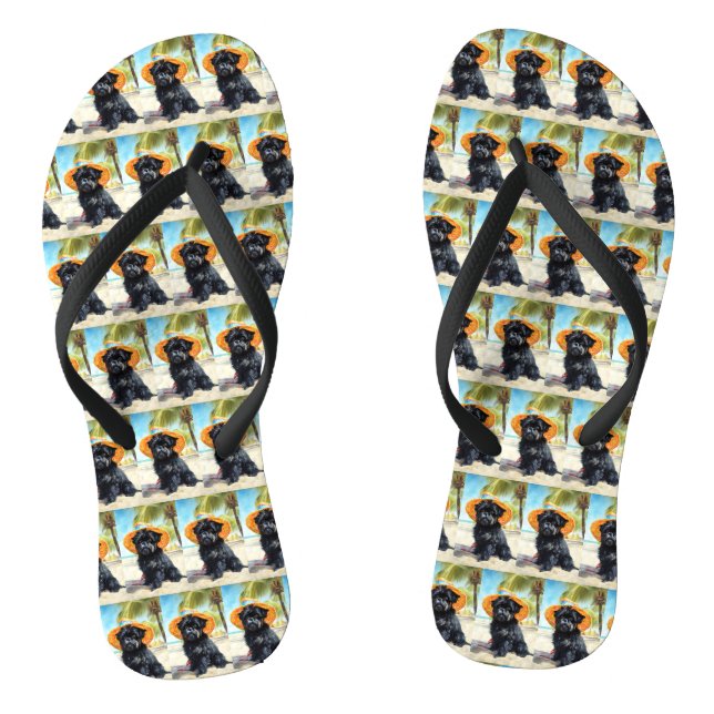 Affenpinscher on Beach, Sommergeschenk für Hundefr Flip Flops (Fußbett)