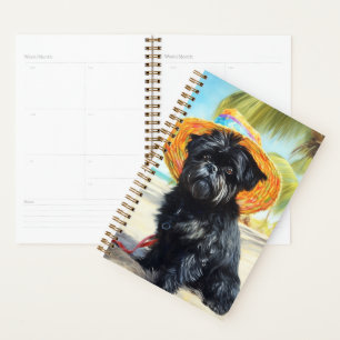 Affenpinscher on Beach, Sommergeschenk für Hundefr Planer