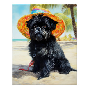 Affenpinscher on Beach, Sommergeschenk für Hundefr Poster