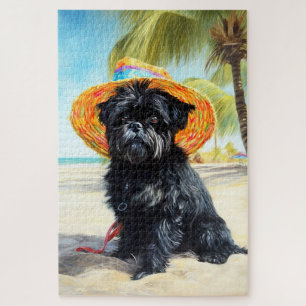 Affenpinscher on Beach, Sommergeschenk für Hundefr Puzzle