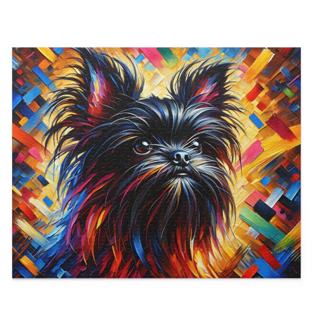 Affenpinscher Puzzle: Schwarzer Affenterrier Jigsa Puzzle (Whimsical Belge Affenpinscher Acrylic Style Art Print)