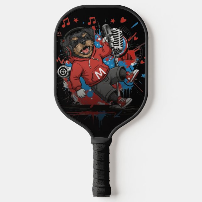 Affenpinscher Rock Star Singer Musical Podcast Art Pickleball Schläger (Vorderseite)