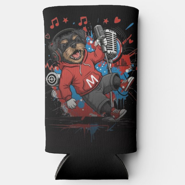 Affenpinscher Rock Star Singer Musical Podcast Art Selters Dosenkühler (Vorderseite)