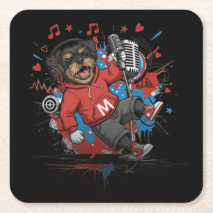 Affenpinscher Rockstar Sänger Musical Podcast Kuns Rechteckiger Pappuntersetzer
