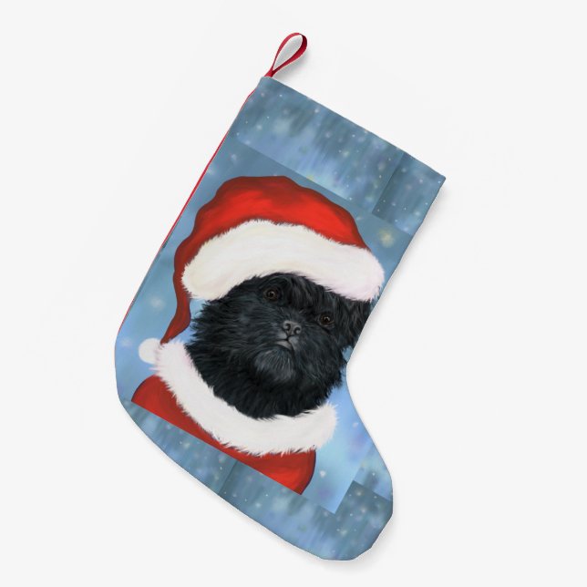 Affenpinscher Santa Kleiner Weihnachtsstrumpf (Vorderansicht (hängend))