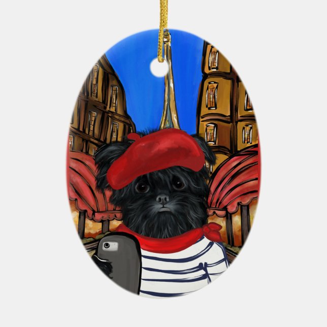 AFFENPINSCHER SELFIE KERAMIK ORNAMENT (Vorne)