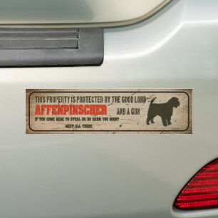Affenpinscher Silhouette Funny Guard Hundeschwarnu Autoaufkleber
