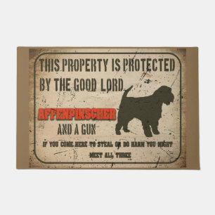 Affenpinscher Silhouette Lustiger Wachhund Warnung Fußmatte