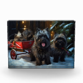 Affenpinscher Snowy Sleigh Ride Weihnachtsdekor Fotoblock