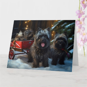 Affenpinscher Snowy Sleigh Ride Weihnachtsdekor Karte