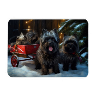 Affenpinscher Snowy Sleigh Ride Weihnachtsdekor Magnet