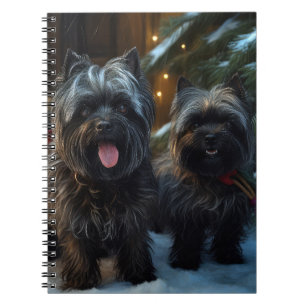 Affenpinscher Snowy Sleigh Ride Weihnachtsdekor Notizblock