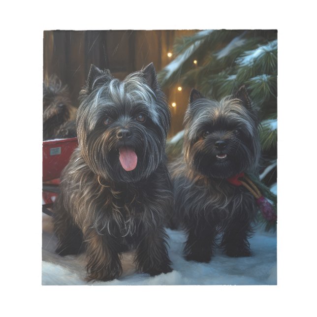 Affenpinscher Snowy Sleigh Ride Weihnachtsdekor Notizblock (Vorderseite)