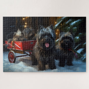 Affenpinscher Snowy Sleigh Ride Weihnachtsdekor Puzzle
