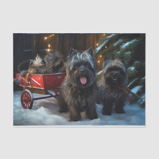 Affenpinscher Snowy Sleigh Ride Weihnachtsdekor Seidenpapier (Vorderseite)