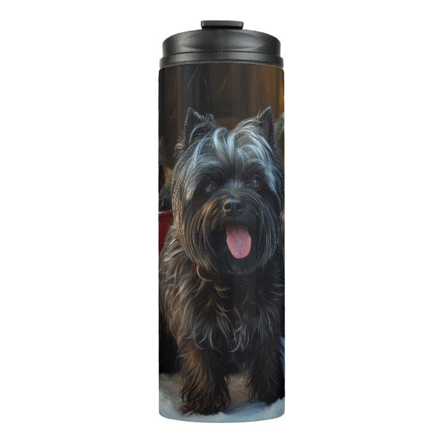 Affenpinscher Snowy Sleigh Ride Weihnachtsdekor Thermosbecher (Vorderseite)