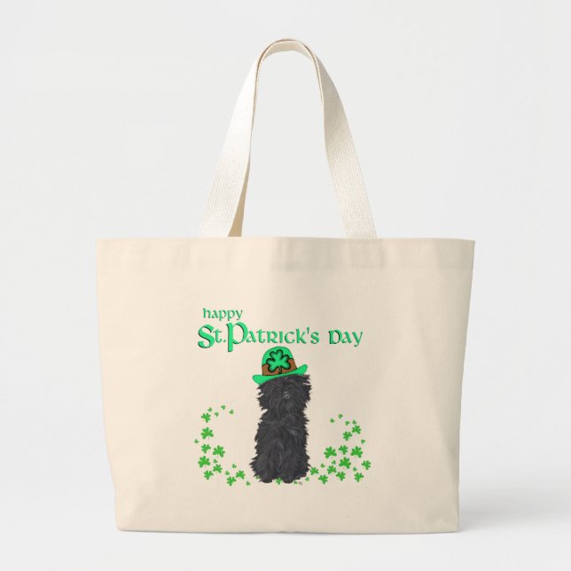 Affenpinscher St Patricks Day Jumbo Stoffbeutel (Vorne)