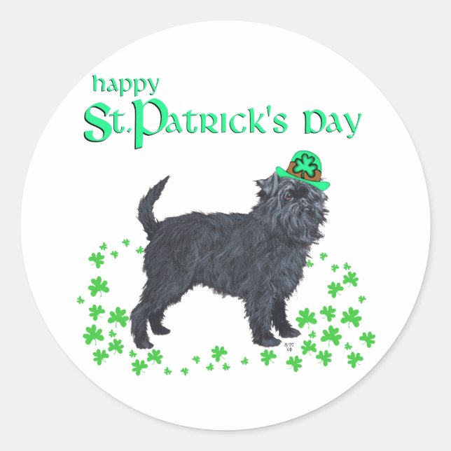 Affenpinscher St Patricks Day Runder Aufkleber (Vorderseite)
