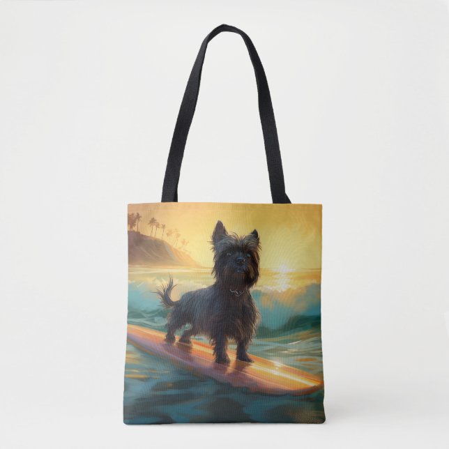 Affenpinscher-Strand-Surfing-Gemälde (Vorderseite)