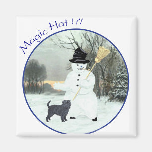 Affenpinscher und Schneemann Magnet