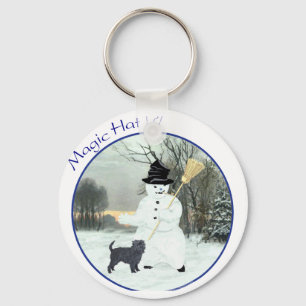 Affenpinscher und Schneemann Schlüsselanhänger
