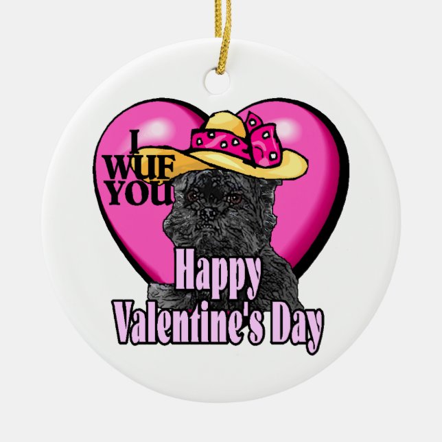 Affenpinscher Valentinstag Keramikornament (Vorne)