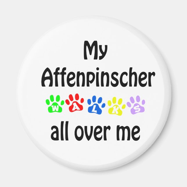 Affenpinscher Walks Design Magnet (Vorne)