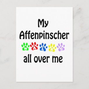 Affenpinscher Walks Design Postkarte