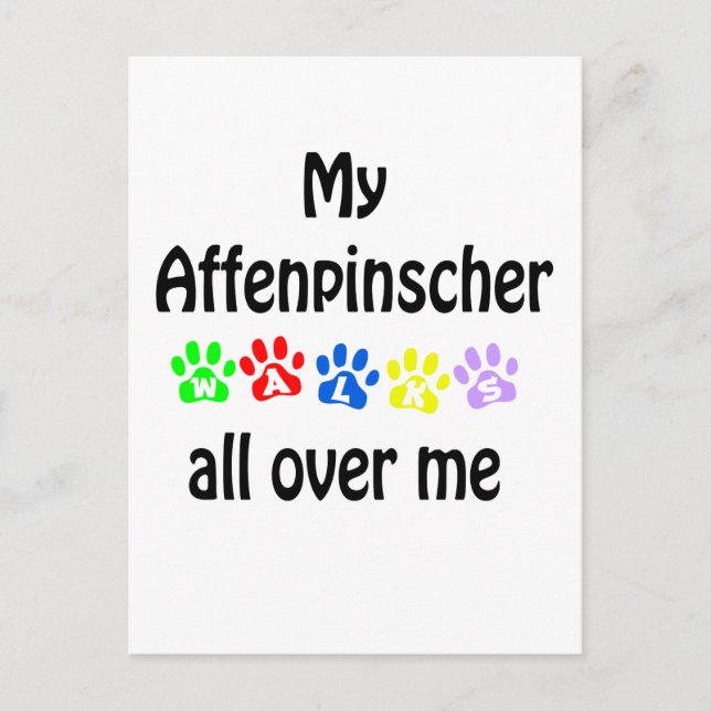 Affenpinscher Walks Design Postkarte (Vorderseite)