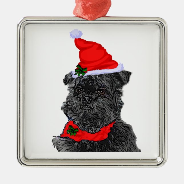 Affenpinscher Weihnachten Ornament Aus Metall (Vorne)