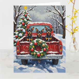 Affenpinscher Weihnachten Rotes Lastwagen Ferien Karte