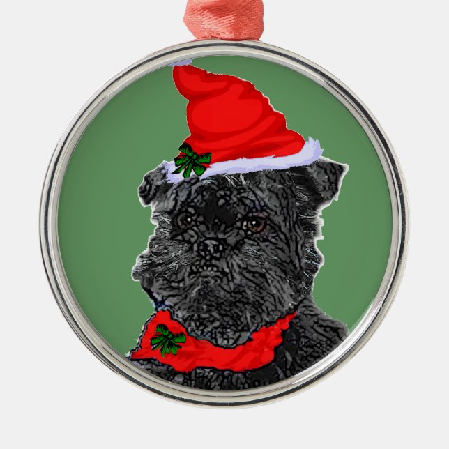 Affenpinscher Weihnachten Silbernes Ornament (Vorne)