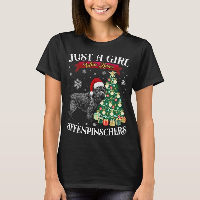Affenpinscher Weihnachtsbaum Affenpinscher Santa H T-Shirt (Vorderseite)