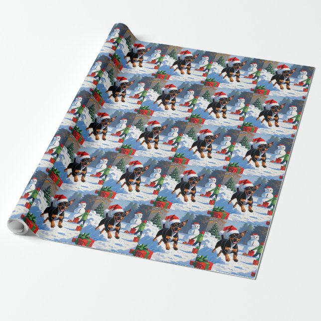 Affenpinscher Weihnachtsfest Schneeszene Geschenkpapier (Ungerollt)