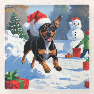 Affenpinscher Weihnachtsfest Schneeszene Glasuntersetzer