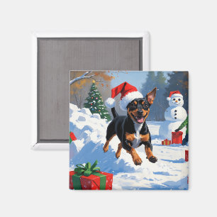 Affenpinscher Weihnachtsfest Schneeszene Magnet
