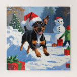 Affenpinscher Weihnachtsfest Schneeszene Puzzle<br><div class="desc">Eine herzliche Ferienillustrierung mit einem fröhlichen Hund,  der im Schnee spielt,  eine Weihnachtsmannmütze trägt und von bunten Geschenkboxen umgeben ist. Im Hintergrund bauen die Kinder neben einem schneebedeckten Weihnachtsbaum einen Schneemann und schaffen so ein fröhliches Winterwunderland. Ideal,  um Feiertagssjubeln zu verbreiten und den Zauber von Weihnachten zu erfassen.</div>