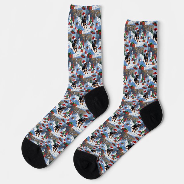 Affenpinscher Weihnachtsfest Schneeszene Socken (Linkes Detail)