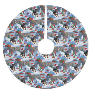 Affenpinscher Weihnachtsfestliche Schneeszene Polyester Weihnachtsbaumdecke